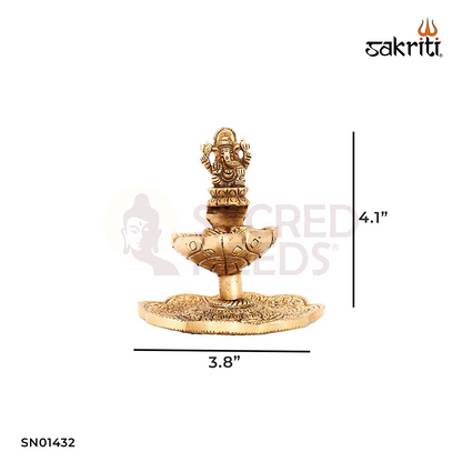 BRASS GANESHA DEEPAM WITH STAND