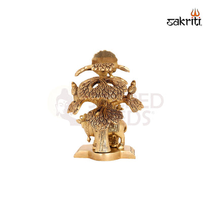 Brass Radha Krishna with Tree – 7 Inch Romantic Divine Statue