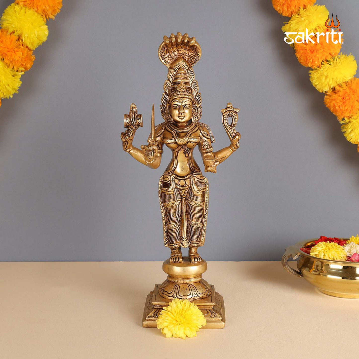 Brass Karumari Amman – 12.7 Inch South Indian Goddess Statue