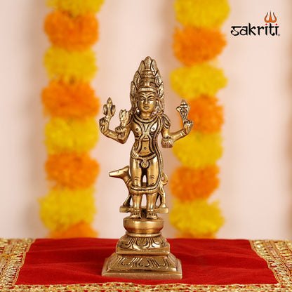 Brass Bhairavar Idol – 6.2 Inch Kalabhairava Puja Statue