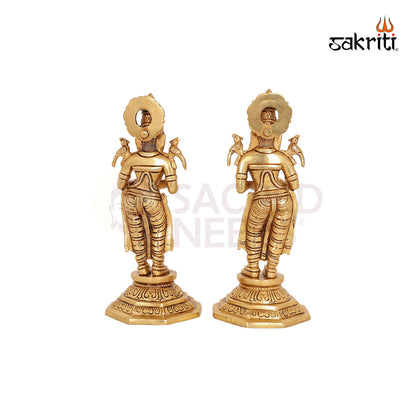 Brass Pavai Vilakku (2 Pieces Set) – 9 Inch Traditional Oil Lamps
