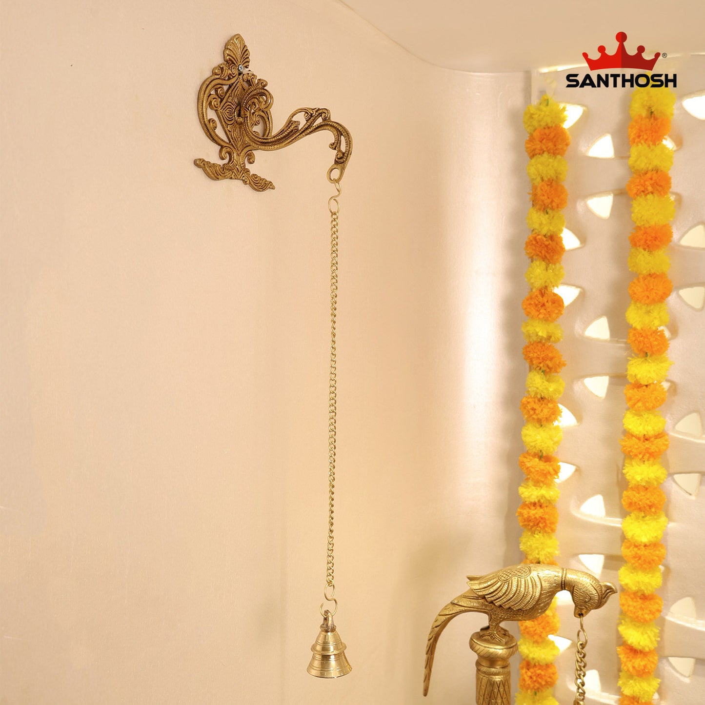 Brass Hanging Bell – 2.5 Inch Home Temple Accessory