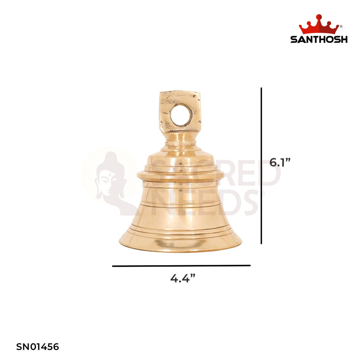 Brass Hanging Bell - 6.1 Inch Gateway Sound Decor