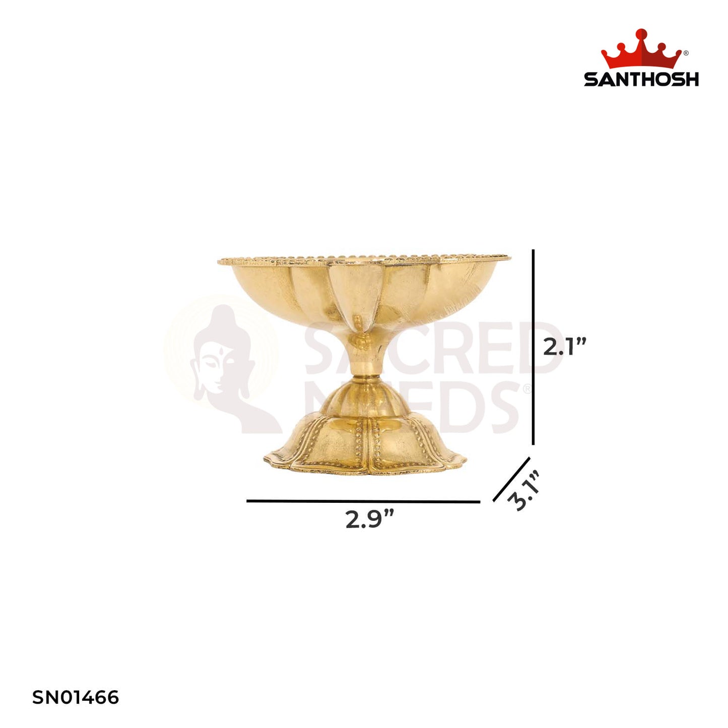 Brass ICC Padham Agal Special – 2.1 Inch Authentic Diwali Diya for Home