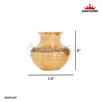 Brass Ghada / Kodam Set – 8 Inch Pot Set for Temple and Ritual Use