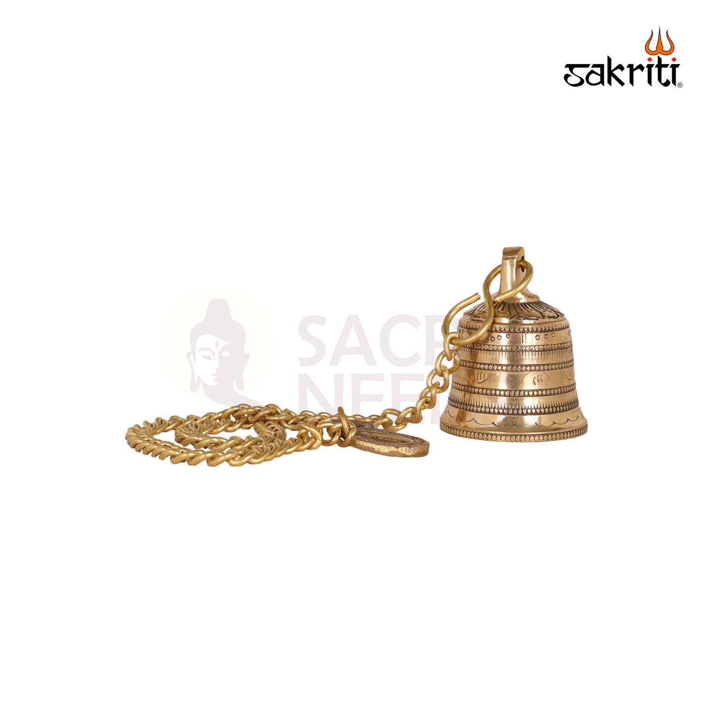 Brass Bell with Chain – 27.5 Inch Temple Hanging Ghanti with Link Chain