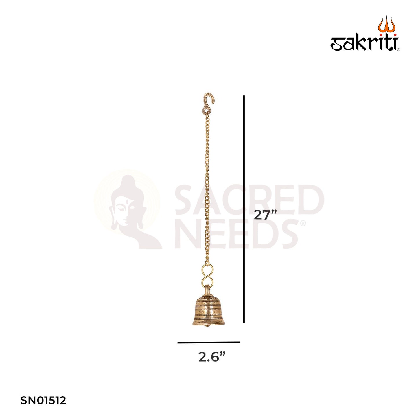 Brass Bell with Chain – 27.5 Inch Temple Hanging Ghanti with Link Chain