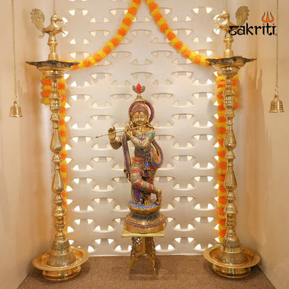 Brass Bell with Chain – 27.5 Inch Temple Hanging Ghanti with Link Chain