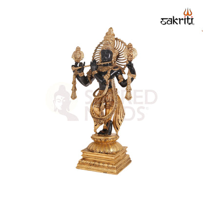 BRASS KRISHNA WITH SHANKH CHAKRA