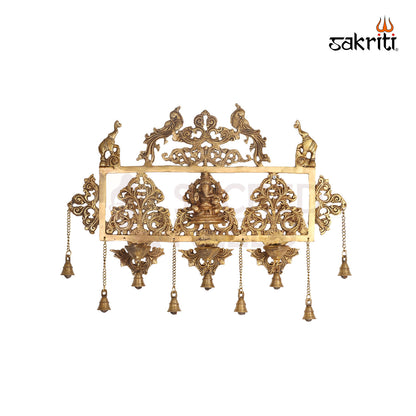 Brass Laxmi Ganesh Saraswati Wall Hanging – 25.5 Inch length with Deepam for Puja Decor