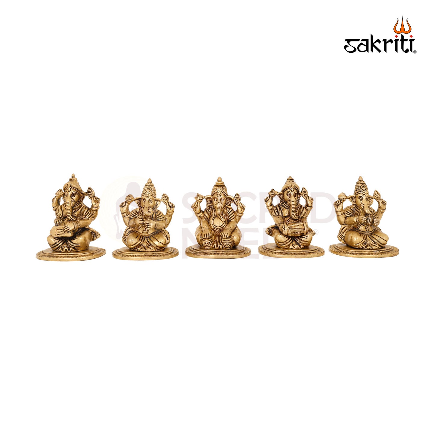 BRASS MUSIC GANESHA (5 PCS) SET