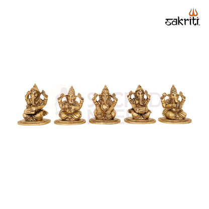 BRASS MUSIC GANESHA (5 PCS) SET