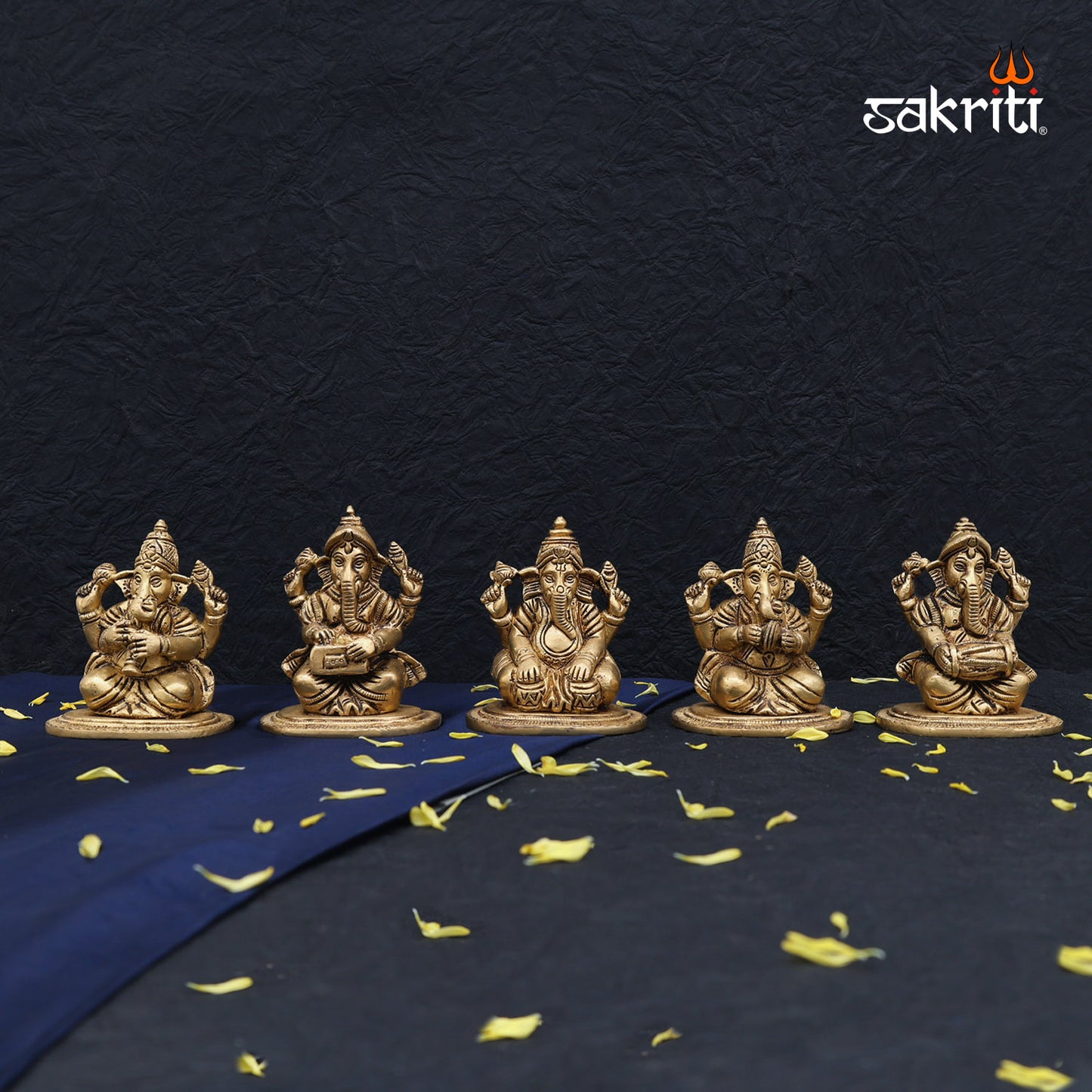 BRASS MUSIC GANESHA (5 PCS) SET