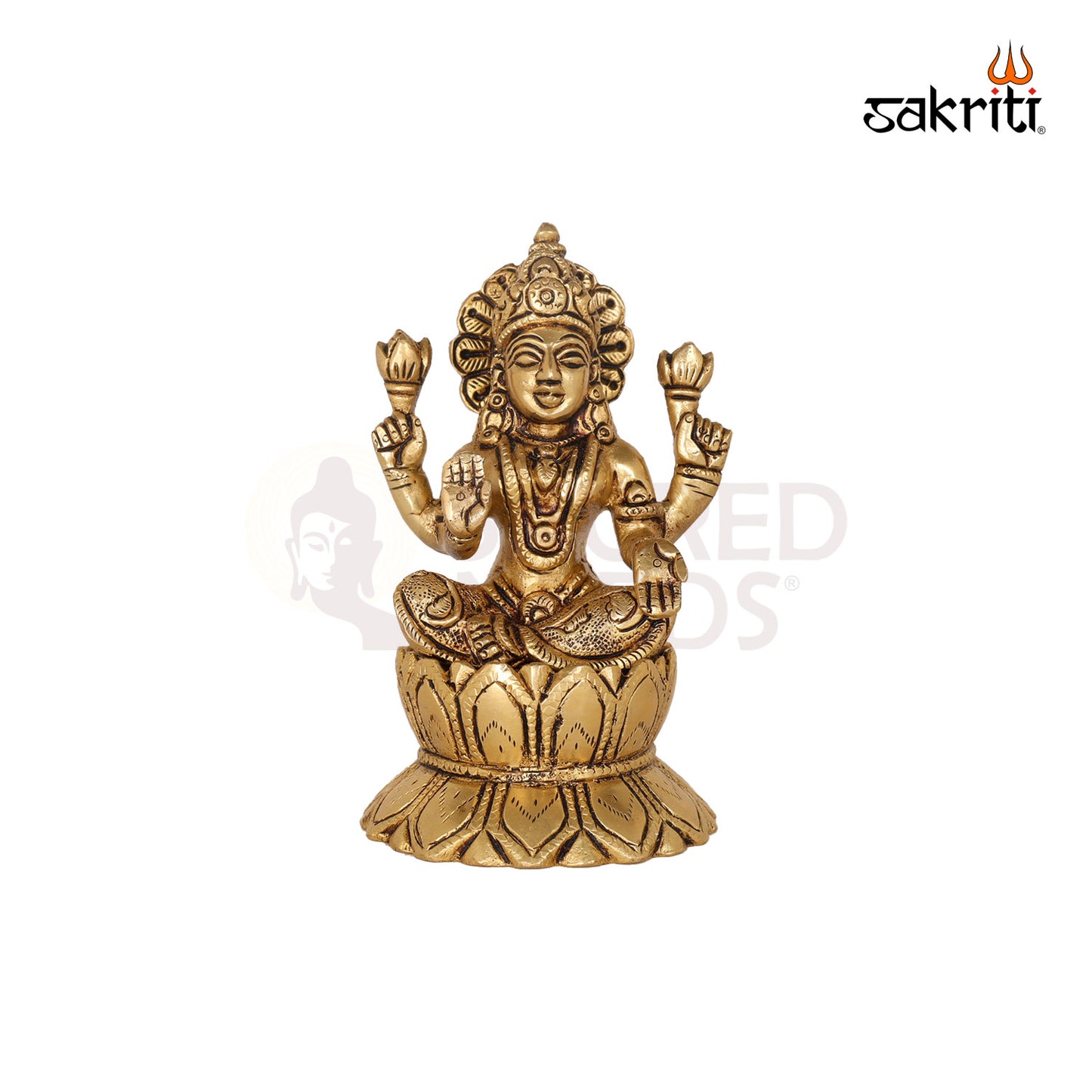 Brass Lotus Lakshmi – 5 Inch Sitting Idol for Diwali and Pooja Use