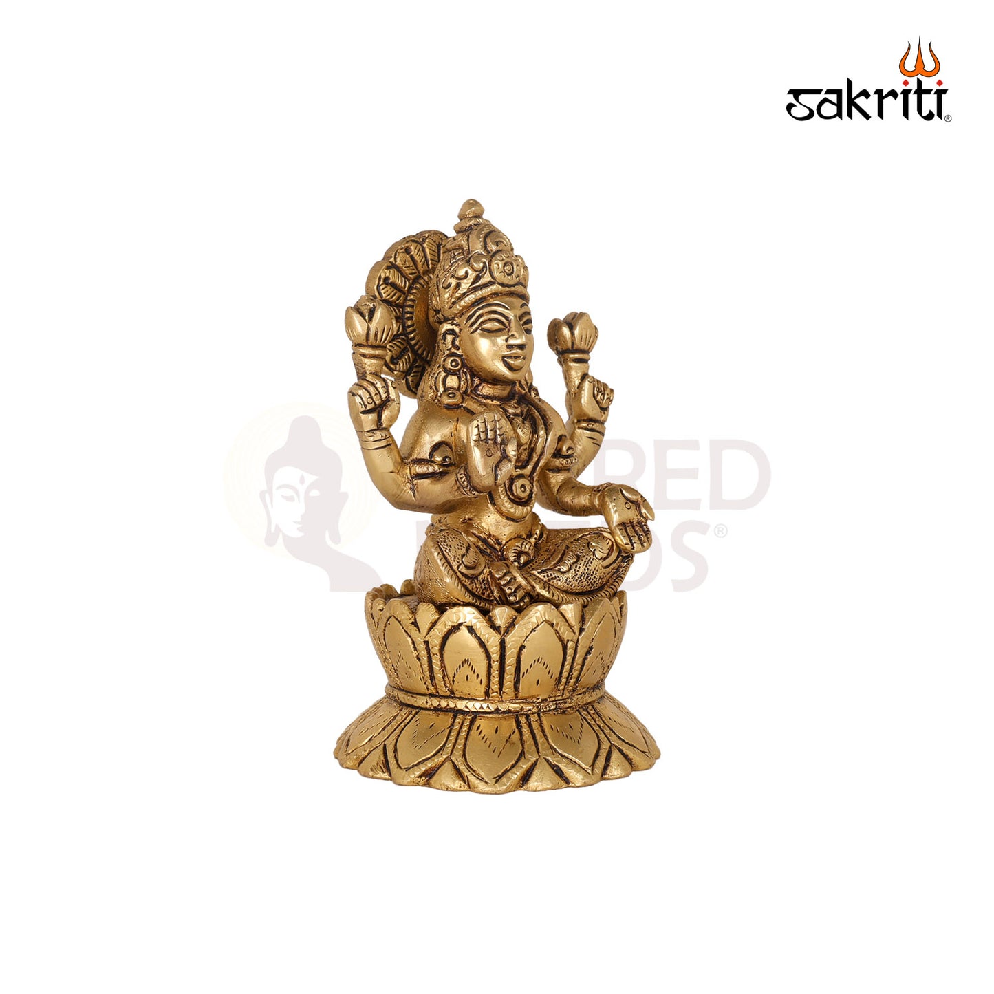 Brass Lotus Lakshmi – 5 Inch Sitting Idol for Diwali and Pooja Use
