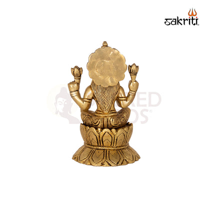 Brass Lotus Lakshmi – 5 Inch Sitting Idol for Diwali and Pooja Use