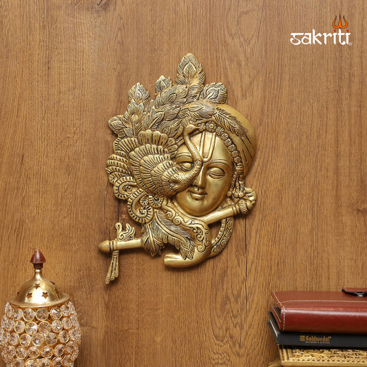 BRASS KRISHNA FACE WALL MOUNTED