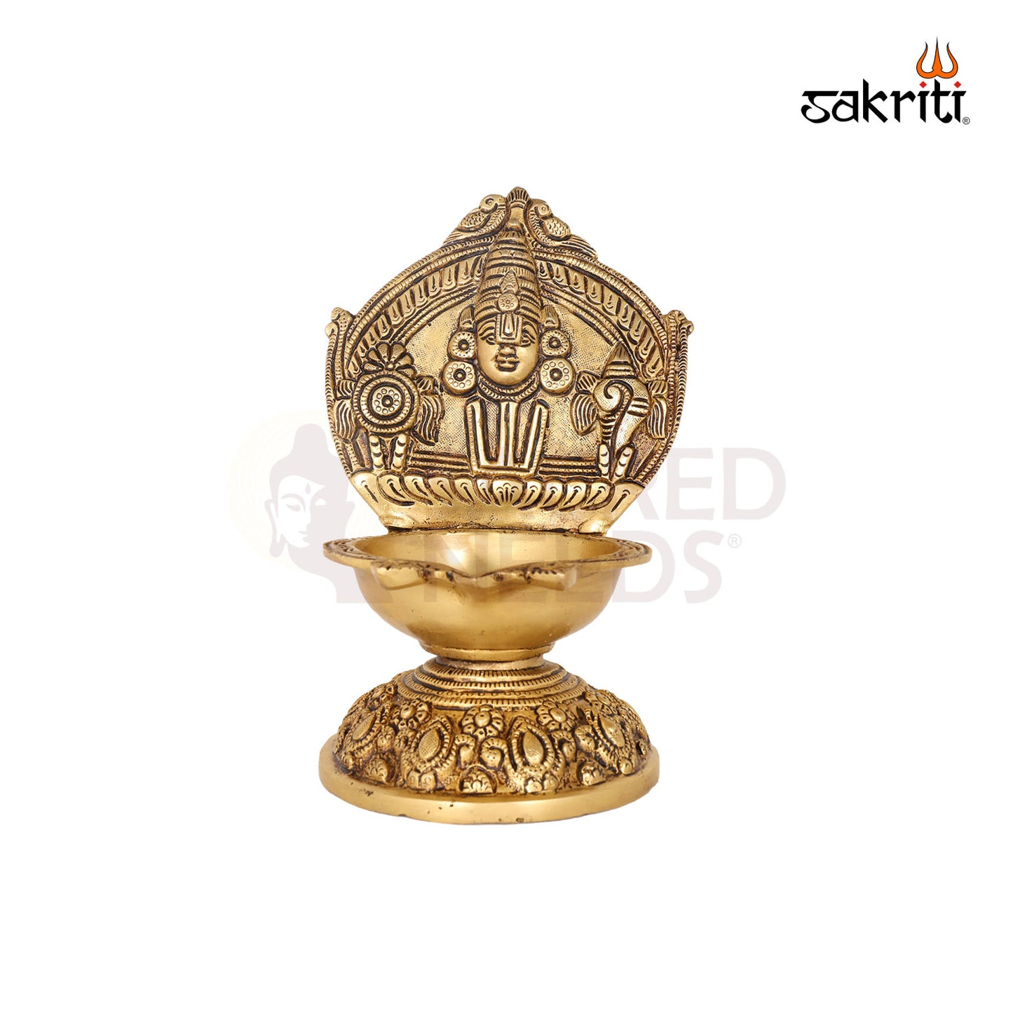 Brass Balaji Vilakku – 8.9 Inch Traditional Brass Oil Lamp for Temple