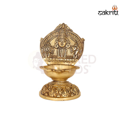 Brass Balaji Vilakku – 8.9 Inch Traditional Brass Oil Lamp for Temple