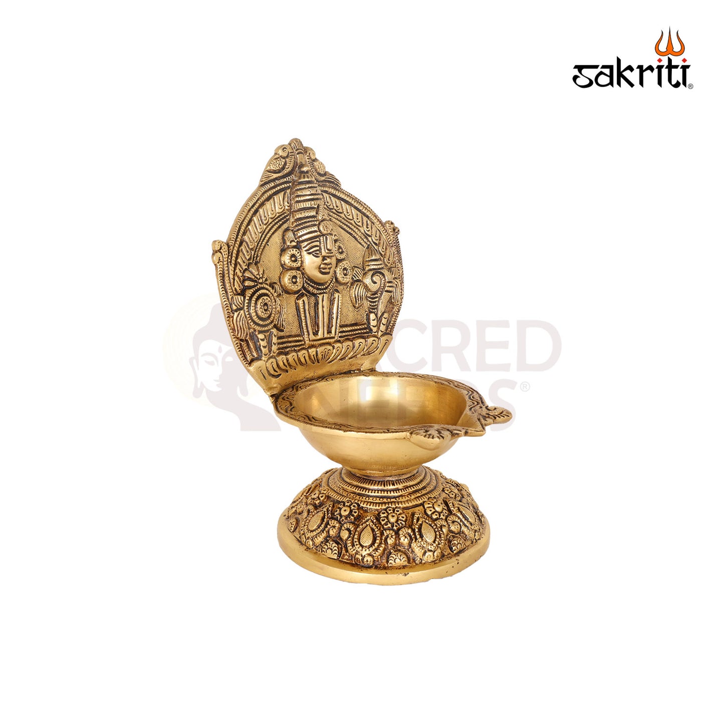Brass Balaji Vilakku – 8.9 Inch Traditional Brass Oil Lamp for Temple