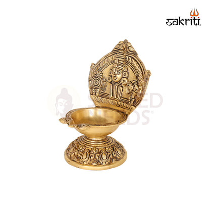 Brass Balaji Vilakku – 8.9 Inch Traditional Brass Oil Lamp for Temple