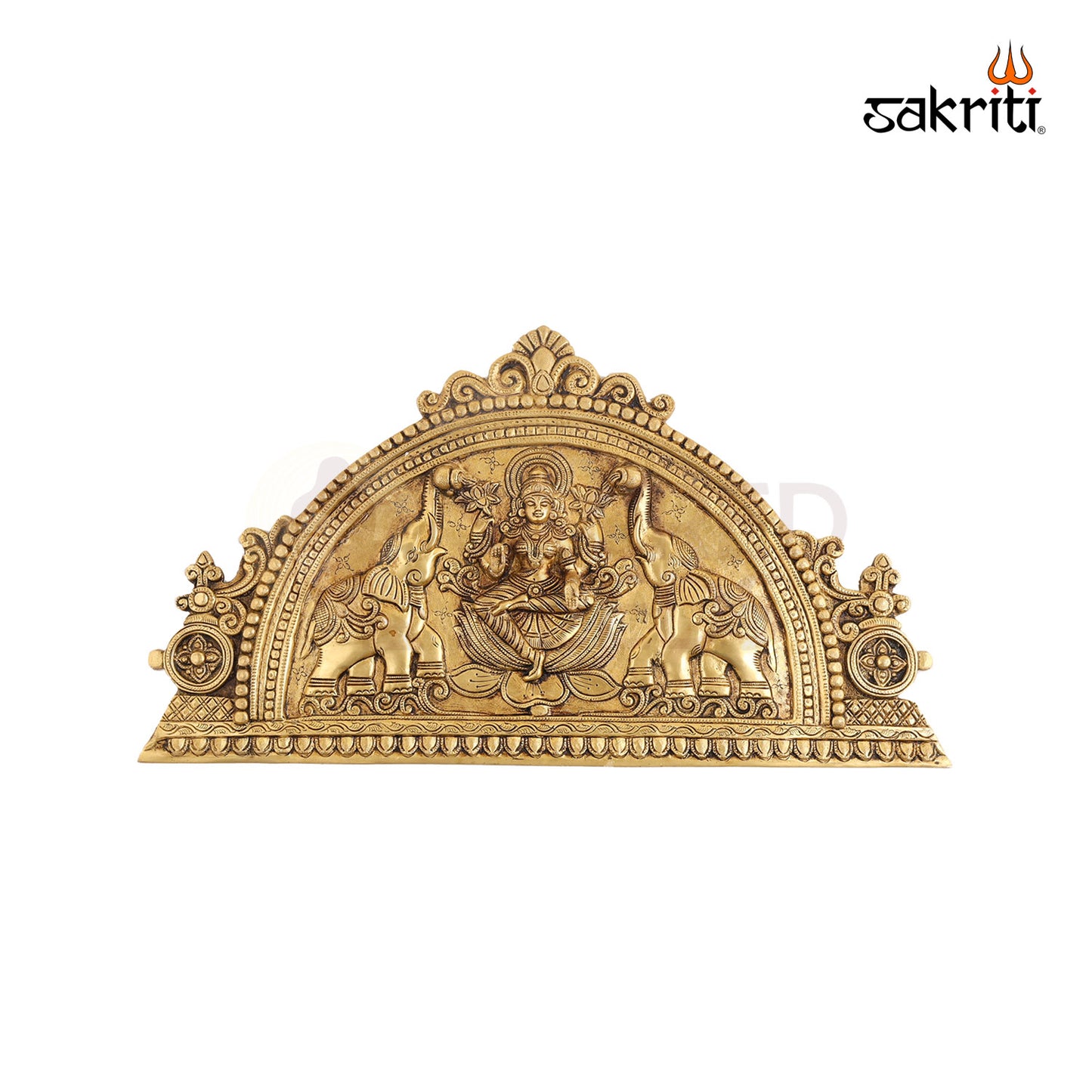 BRASS GAJA LAKSHMI WALL MOUNTED PLATE