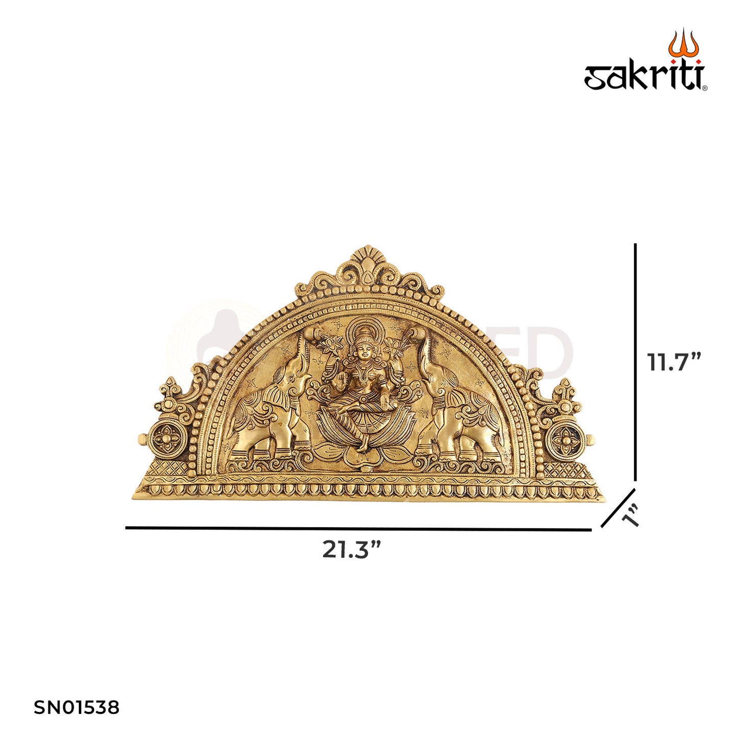 BRASS GAJA LAKSHMI WALL MOUNTED PLATE