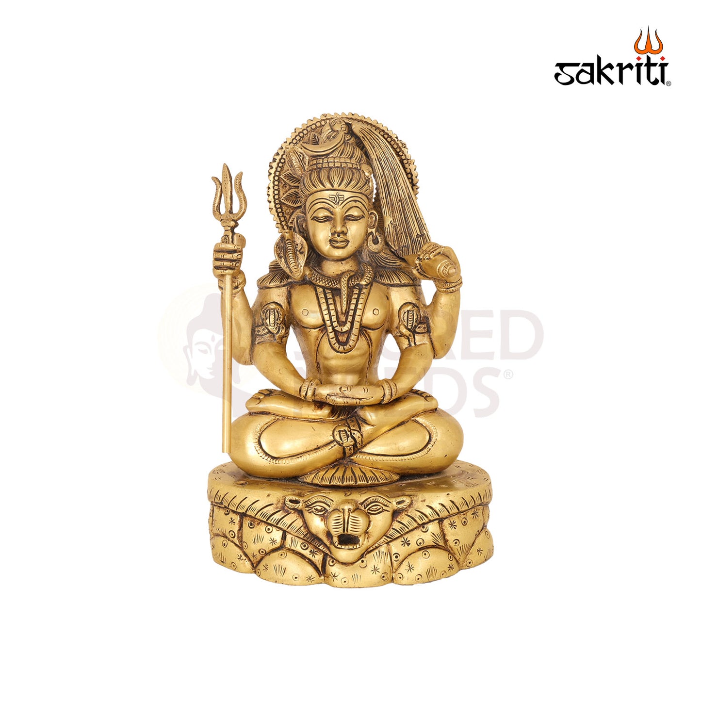 Brass Lord Shiva with Base – 11.9 Inch Sacred Idol for Home Temple