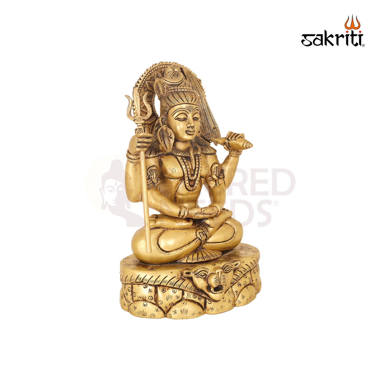 Brass Lord Shiva with Base – 11.9 Inch Sacred Idol for Home Temple