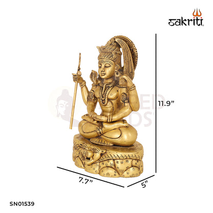Brass Lord Shiva with Base – 11.9 Inch Sacred Idol for Home Temple