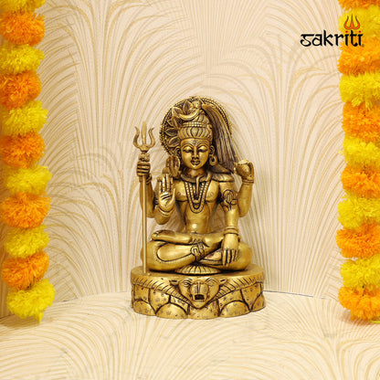 Brass Lord Shiva with Base – 11.9 Inch Sacred Idol for Home Temple