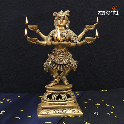 BRASS DEEP LAKSHMI (5 HANDS)