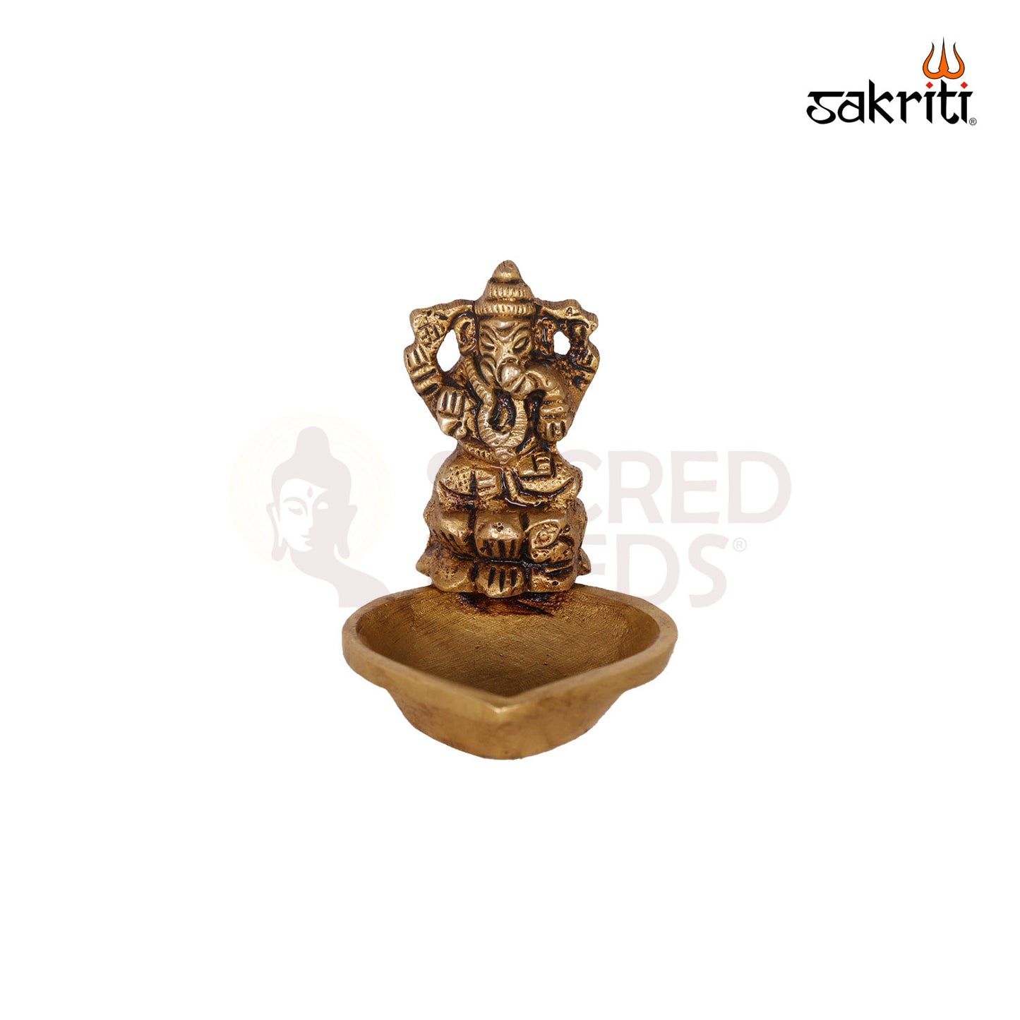 BRASS LOTUS GANESHA WITH DEEPAM