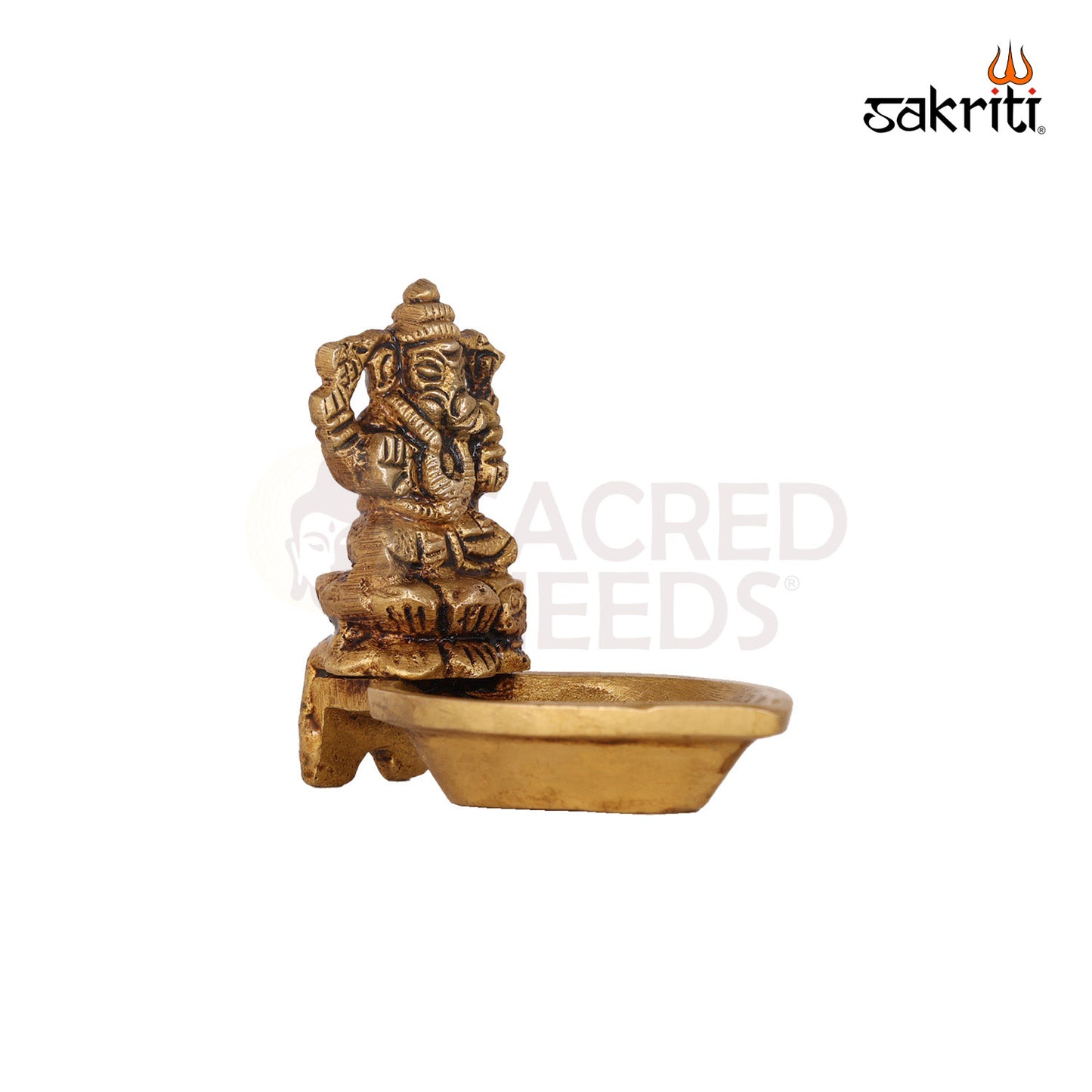 BRASS LOTUS GANESHA WITH DEEPAM