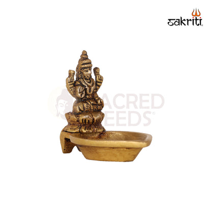 BRASS LOTUS LAKSHMI WITH DEEPAM