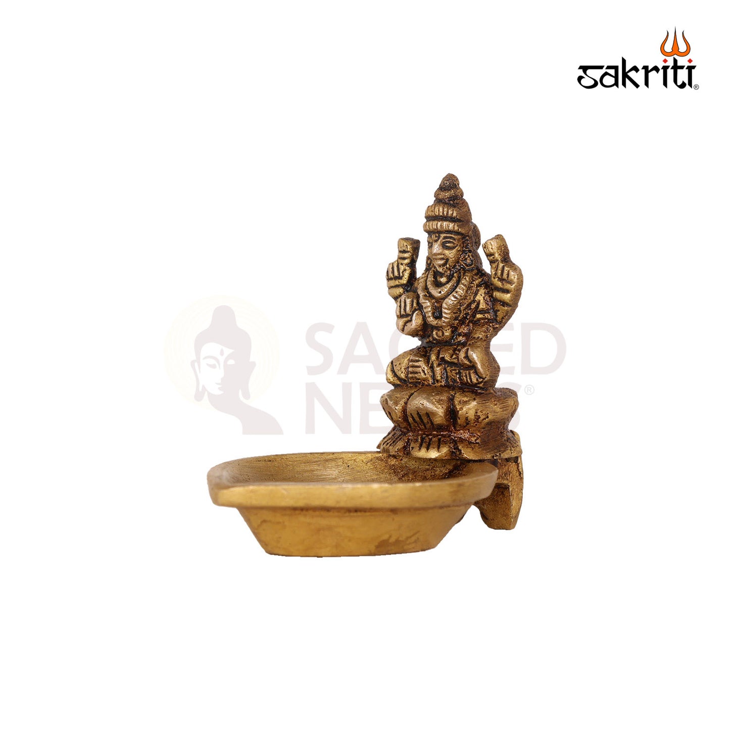 BRASS LOTUS LAKSHMI WITH DEEPAM