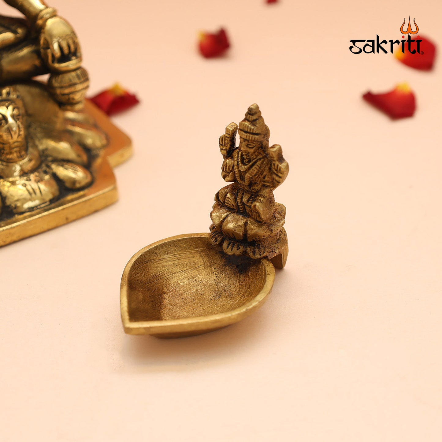 BRASS LOTUS LAKSHMI WITH DEEPAM