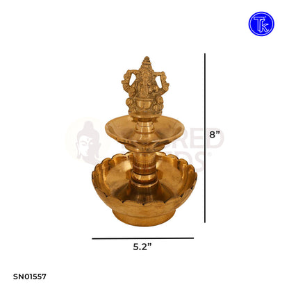 BRASS GANESHA DIYA AND BOWL