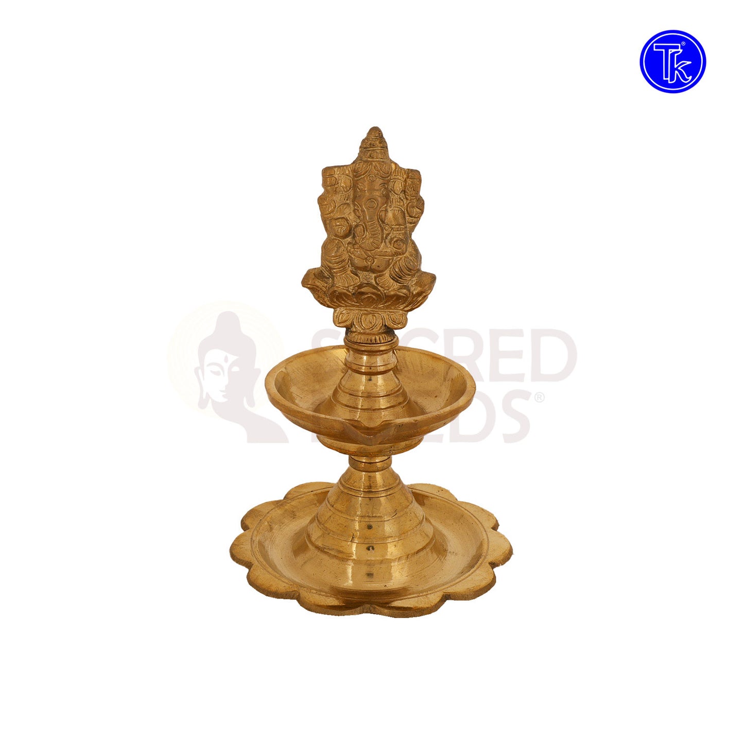 BRASS GANESHA DIYA WITH LOTUS PLATE