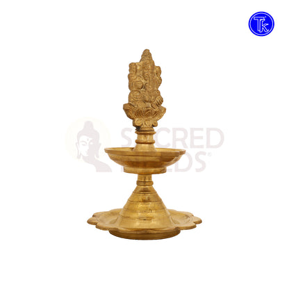 BRASS GANESHA DIYA WITH LOTUS PLATE