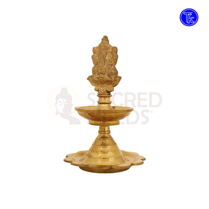 BRASS GANESHA DIYA WITH LOTUS PLATE