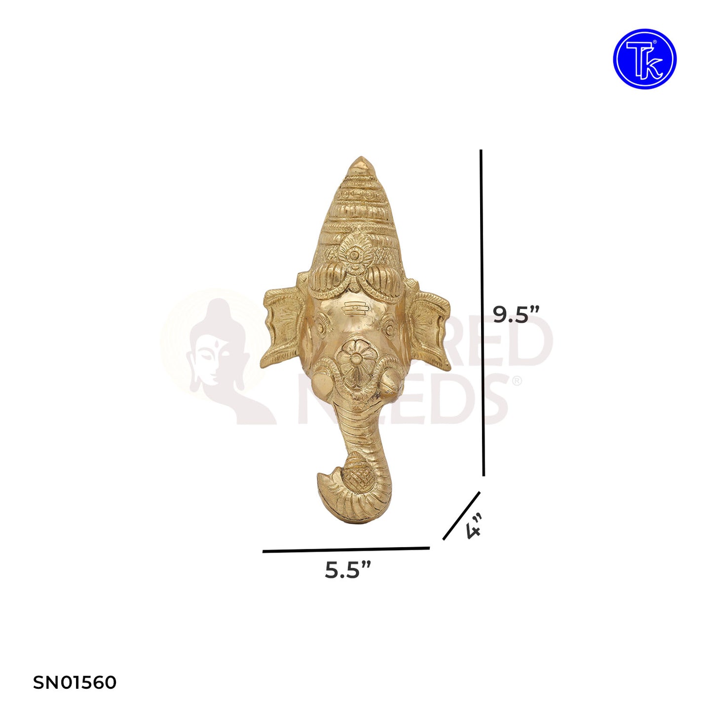 BRASS GANESHA FACE WALL MOUNTED