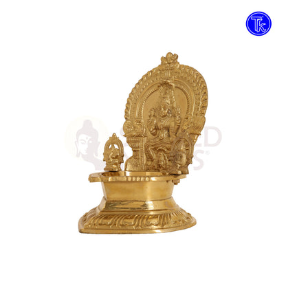 BRASS MARI AMMAN VILAKKU WITH GANESHA & MURUGA