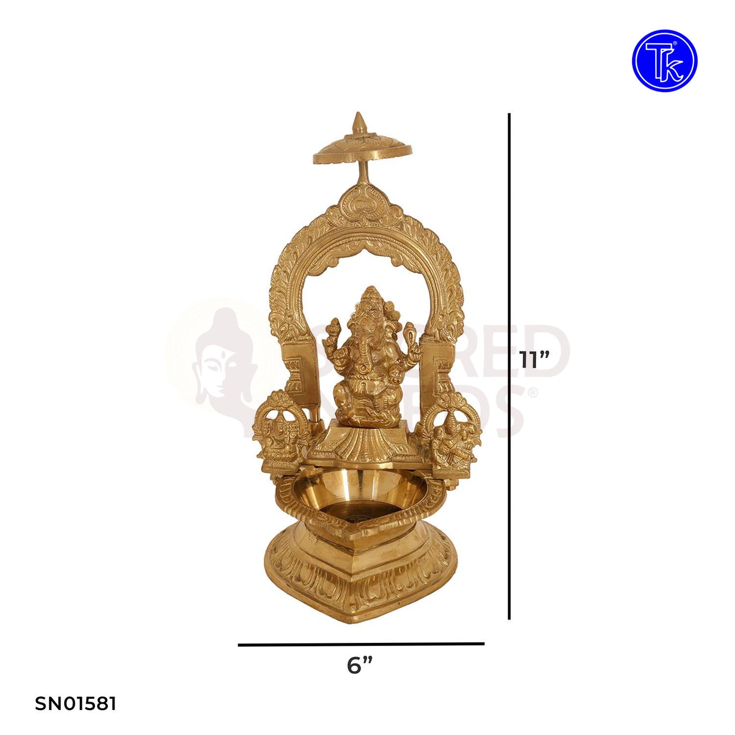 BRASS GANESHA VILAKKU WITH ARCH - L& S