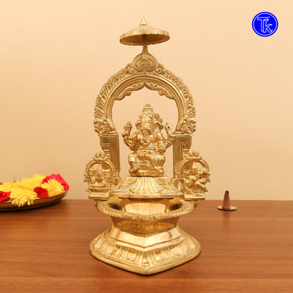 BRASS GANESHA VILAKKU WITH ARCH - L& S