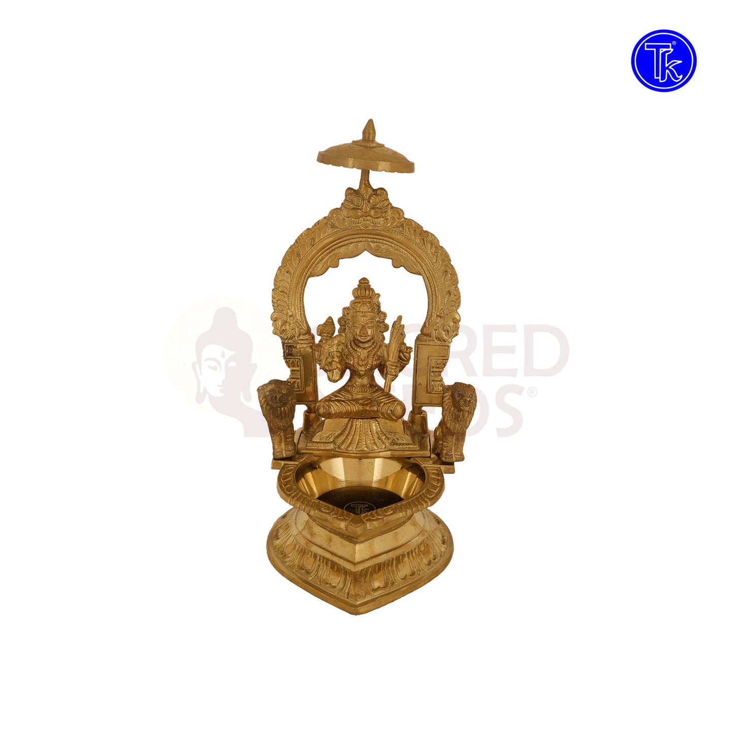 BRASS KAMAKSHI VILAKKU WITH LION