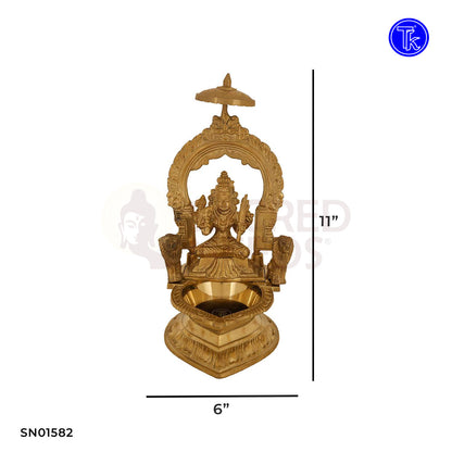 BRASS KAMAKSHI VILAKKU WITH LION