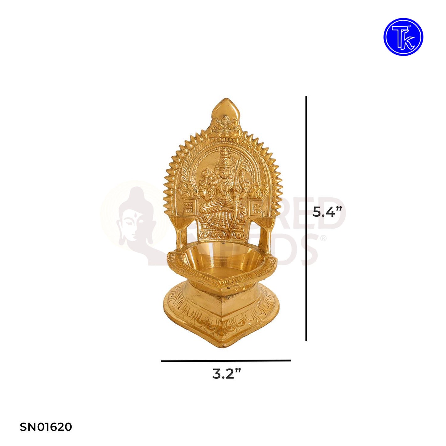 Brass Kanchi Kamakshi Vilakku – 5.4 Inch Divine Deepam Lamp of Goddess Kamakshi for Pooja