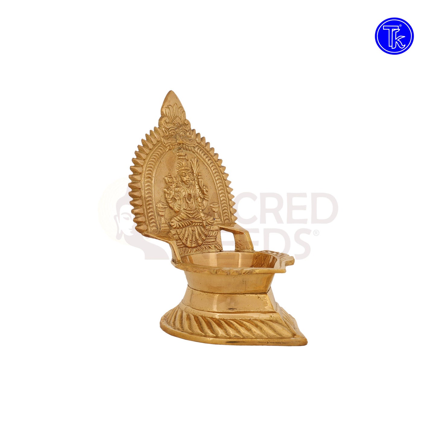 Brass Kanchi Kamakshi Vilakku – 5.8 Inch Traditional South Indian Brass Oil Lamp