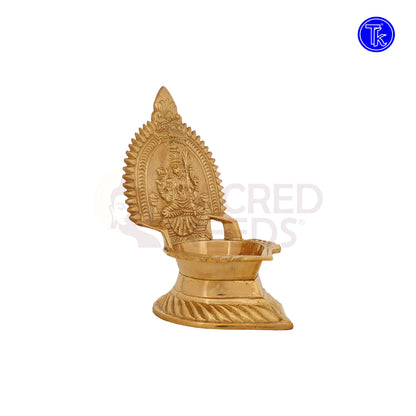 Brass Kanchi Kamakshi Vilakku – 5.8 Inch Traditional South Indian Brass Oil Lamp
